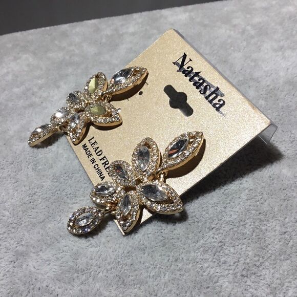 Natasha Crystal Cluster Drop Earrings (G1) - Picture 2 of 5